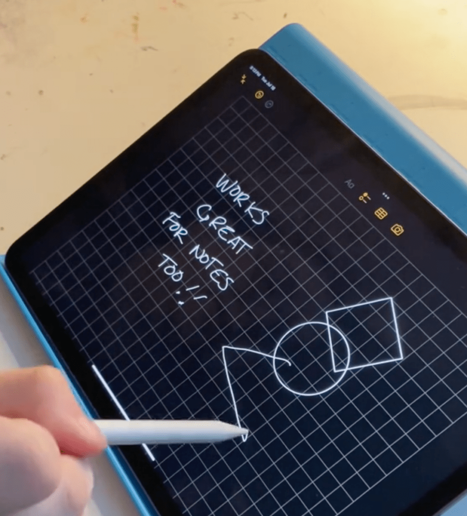 An example of the Pencil working in Apple Notes with both written text and drawn shapes.